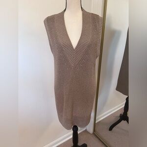 Zara Knit waistcoat longline vest tunic/dress gold brown